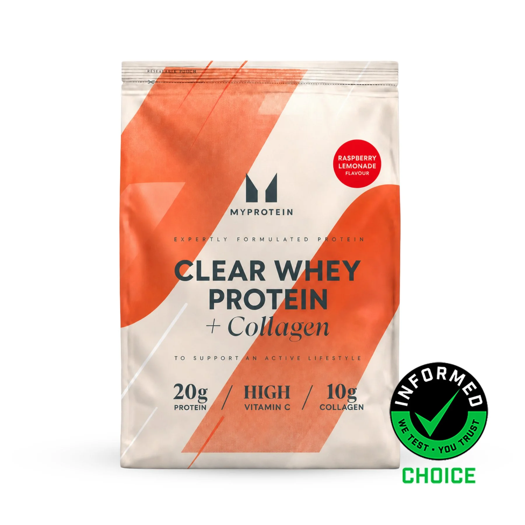 Clear Whey Protein + Collagen - 1KG - 40servings - Raspberry Lemonade Image 1