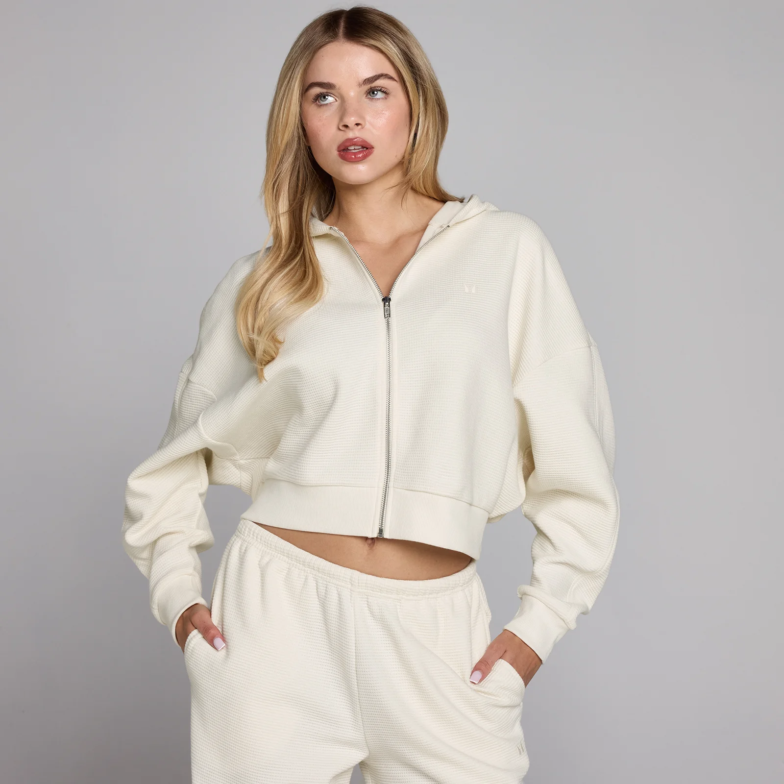 MP Women's Waffle Zip Through Hoodie - Ivory - L Image 1