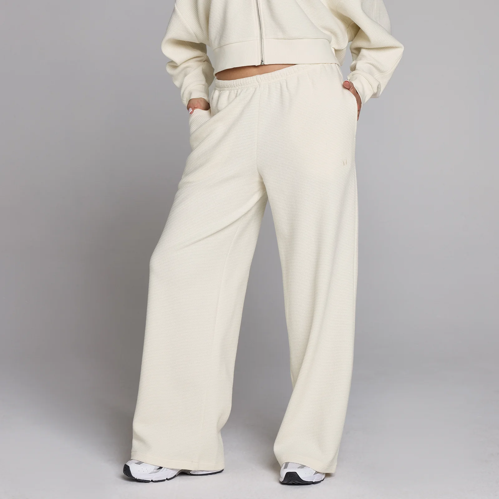 MP Women's Waffle Mid Rise Straight Leg Jogger - Ivory - L Image 1