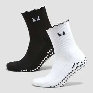 MP Frilly Pilates Socks (2 pack) - Black/White - Size UK 6-8