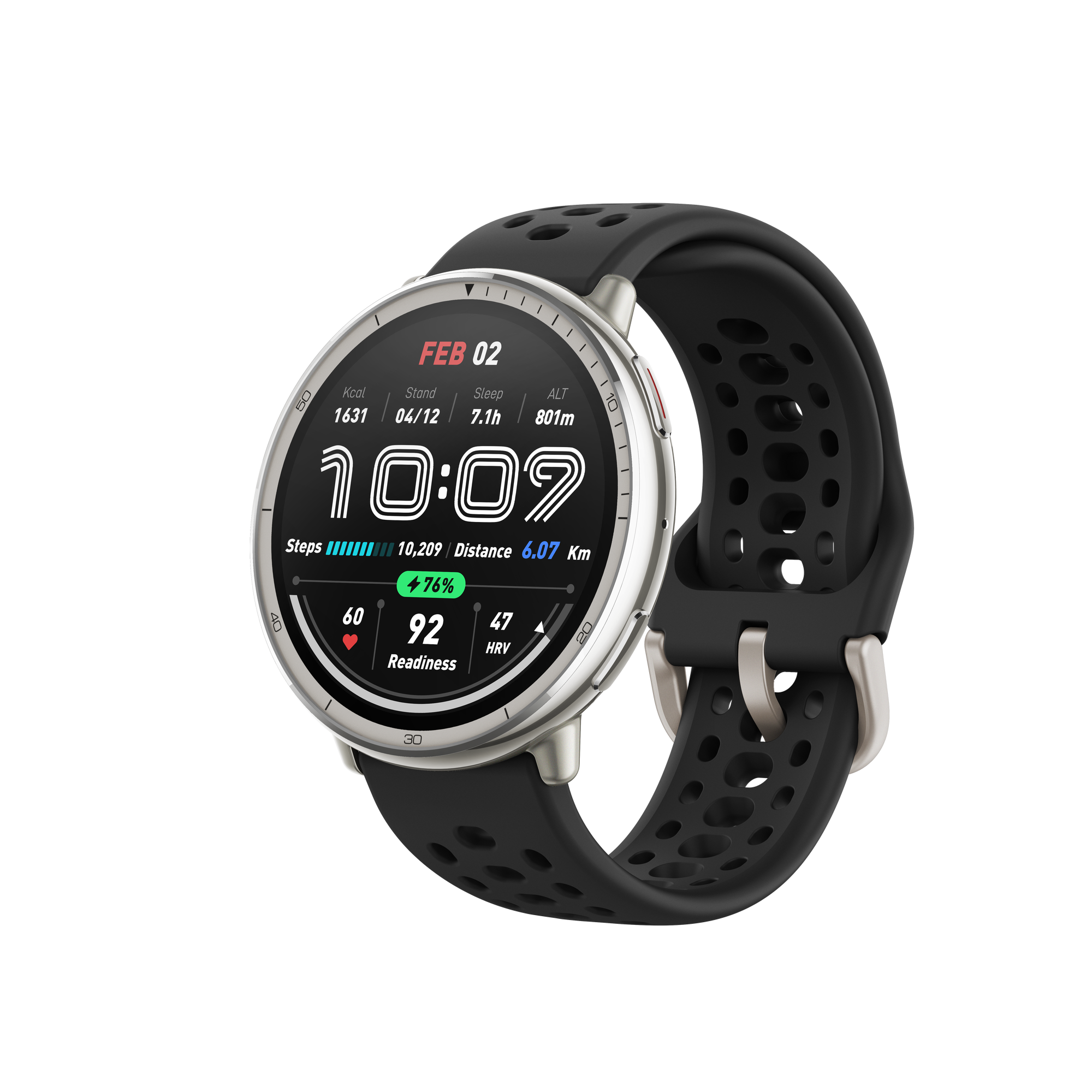 Amazfit Active 2 (Round) Black Sport Silicone Image 1