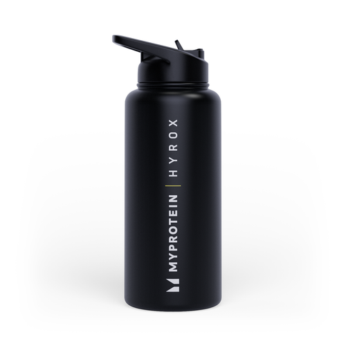 Myprotein Hyrox Recycled Metal Flip Straw Bottle 1L - Black