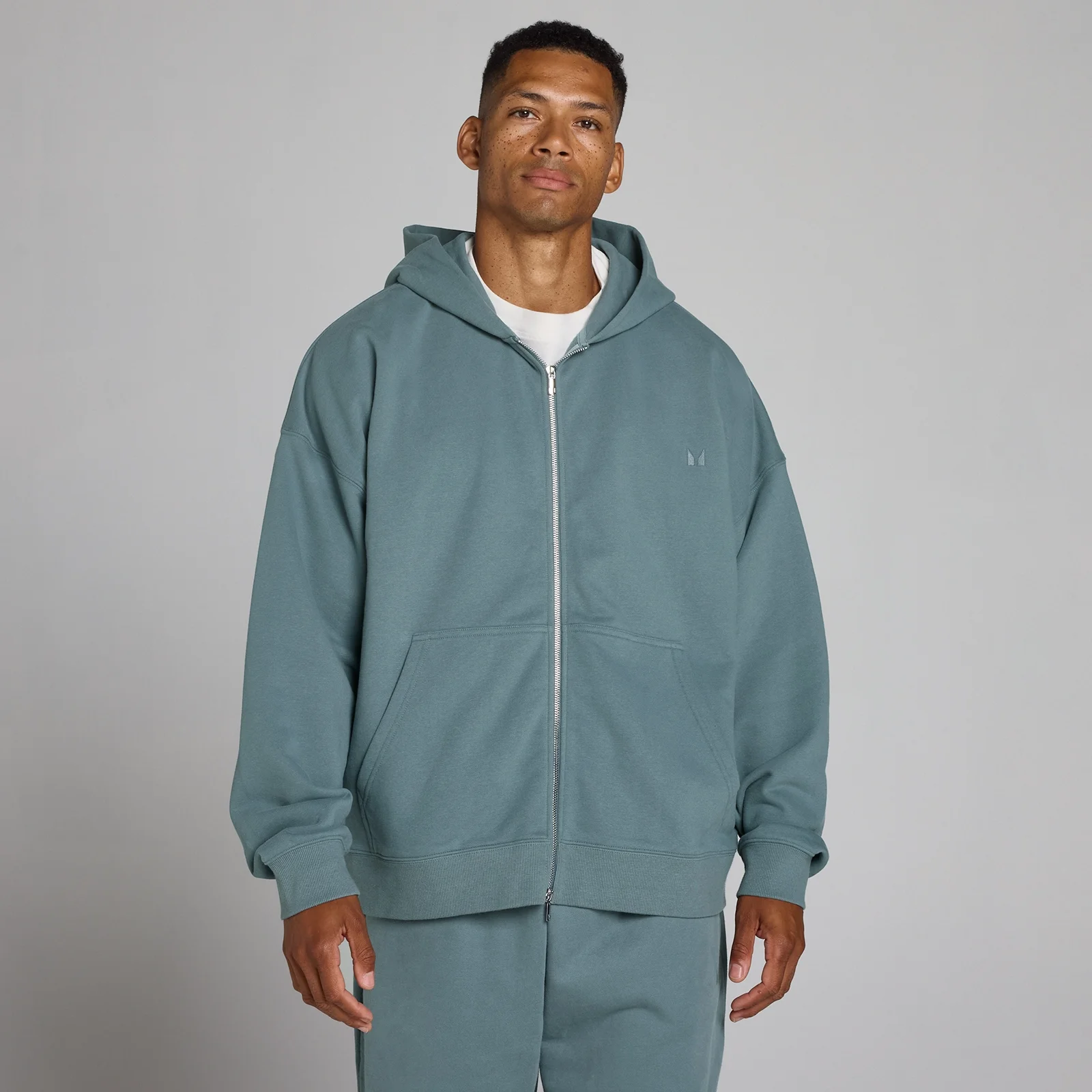 MP Men's Oversized Loopback 2 Way Zip Hoodie - Future Blue - XS Image 1
