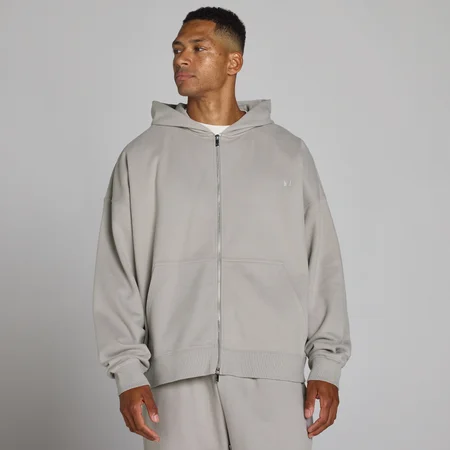 MP Men's Oversized Loopback 2 Way Zip Hoodie - Chalk Grey