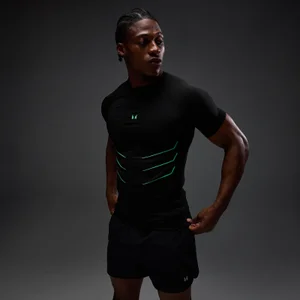 MP Men's Hero Muscle Fit Seamless T-Shirt - Washed Black/Alpha Green - Size M