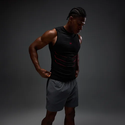 MP Men's Hero Muscle Fit Seamless Tank - Washed Black/Hero Red