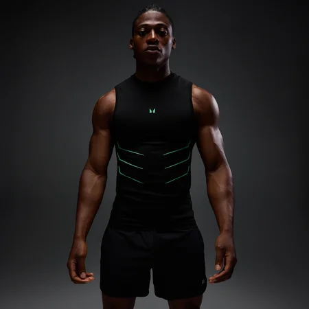 MP Men's Hero Muscle Fit Seamless Tank - Washed Black/Alpha Green