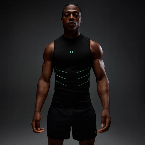 MP Men's Hero Muscle Fit Seamless Tank - Washed Black/Alpha Green