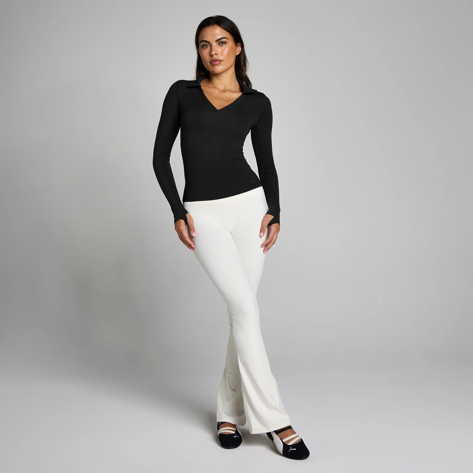 MP Women's Tempo Long Sleeve Collared Top - Black - M Image 3