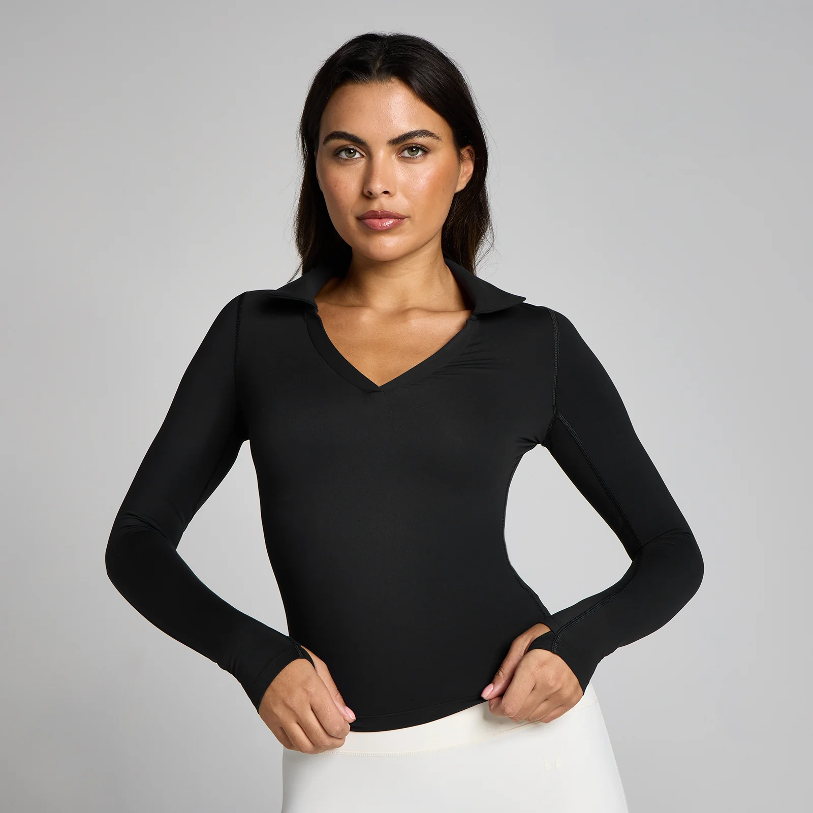 MP Women's Tempo Long Sleeve Collared Top - Black - M Image 1