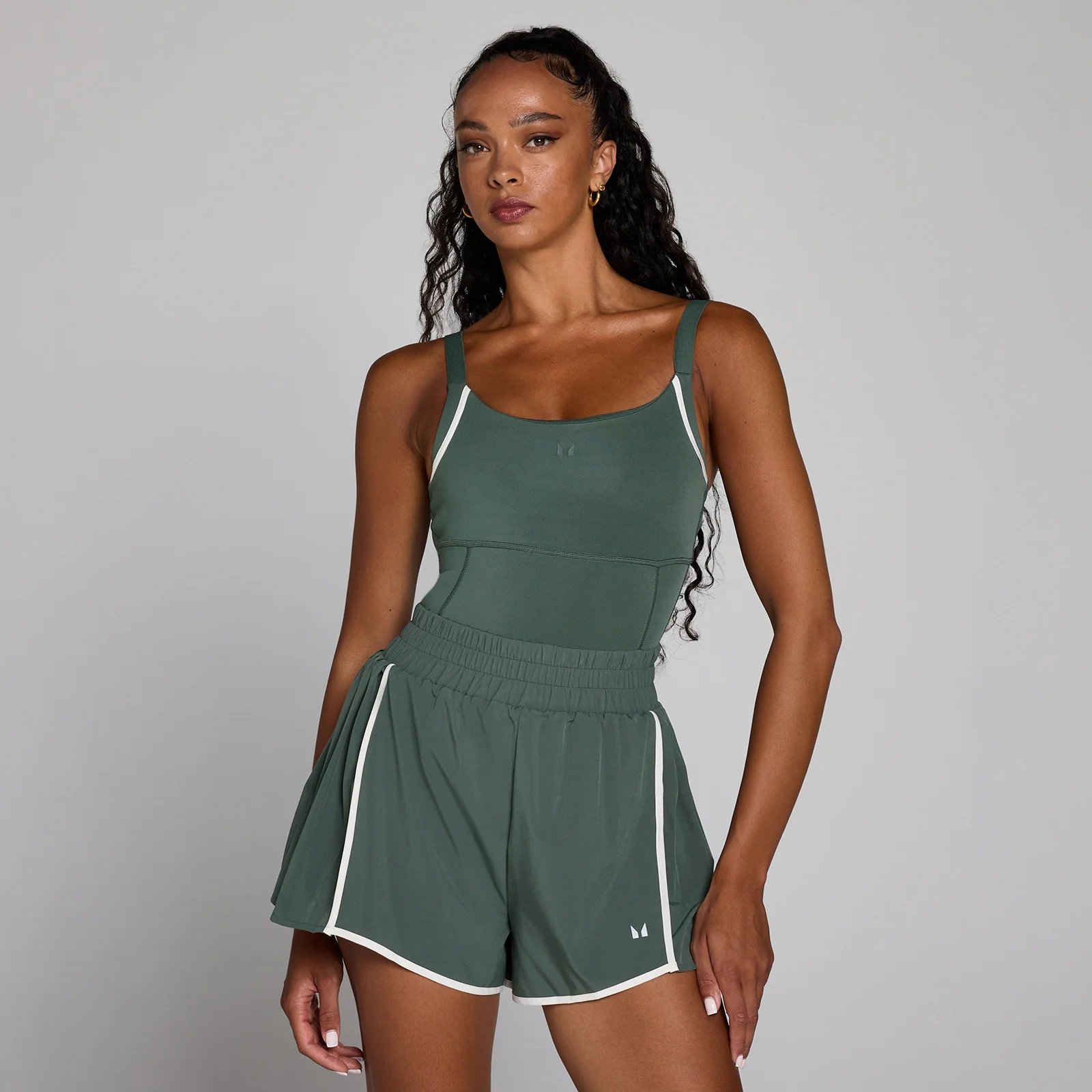 MP Women's Velocity Contrast Pleated All In One - Cloudy Green - M Image 1