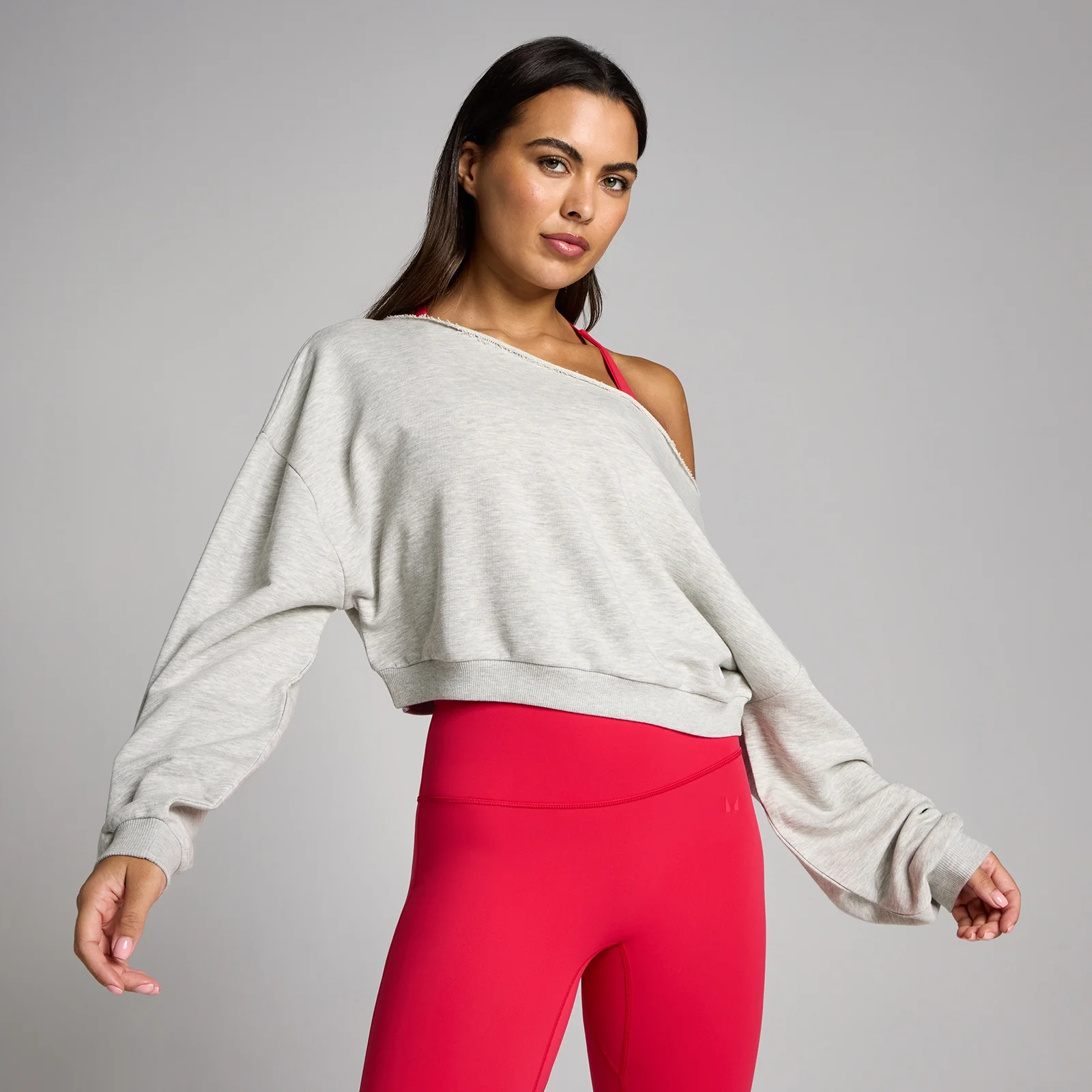 MP Women's Off The Shoulder Sweatshirt - Grey Marl - S Image 1