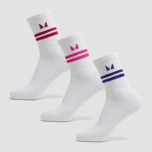 MP Stripe Retro Crew Socks (3 Pack) - Power Indigo/Bold Berry/Power Pink - Size UK 6-8