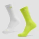 MP Move Club Running Socks (2 pack) - Green Glow/White