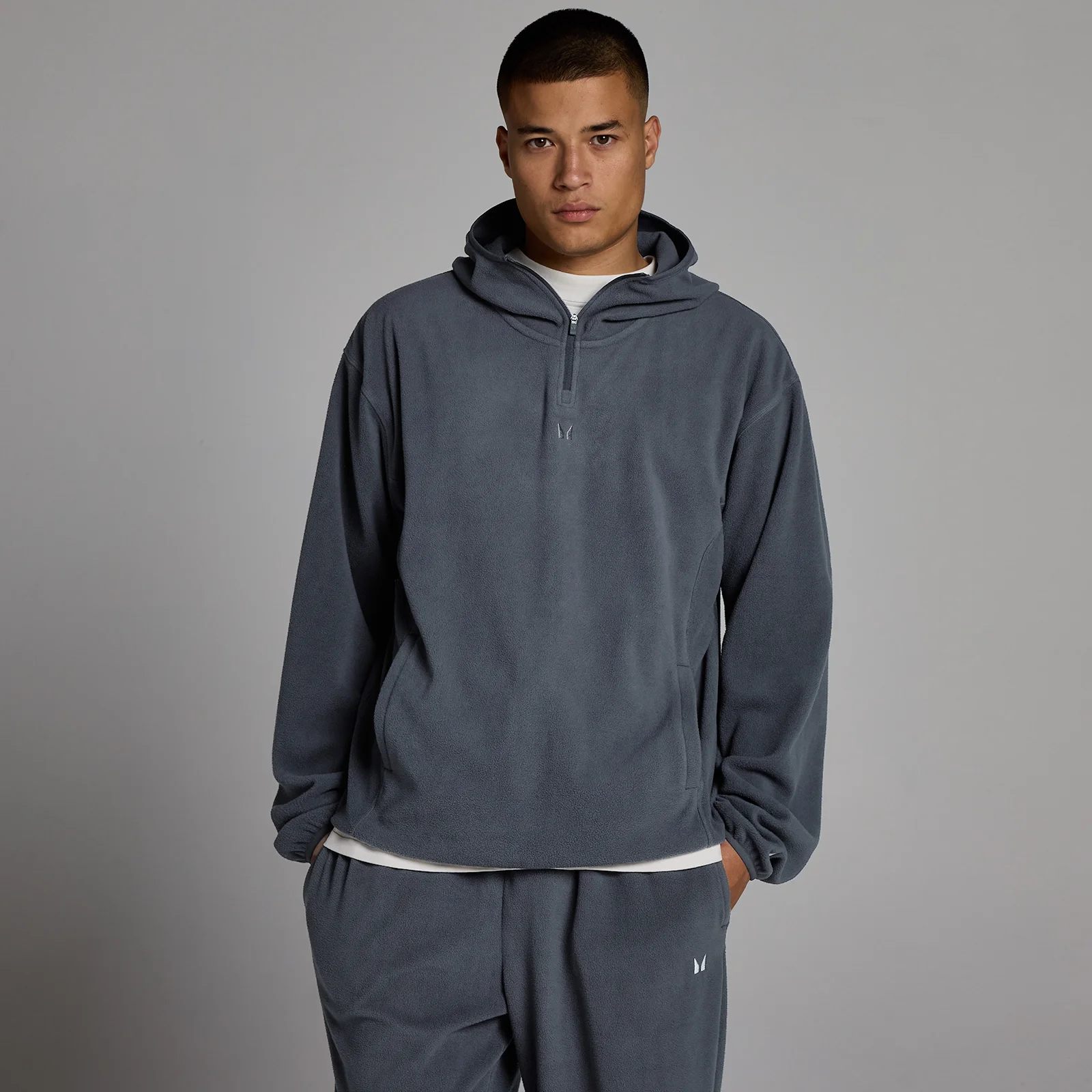 MP Men's Fleece 1/4 Zip Hoodie - Granite - M Image 1