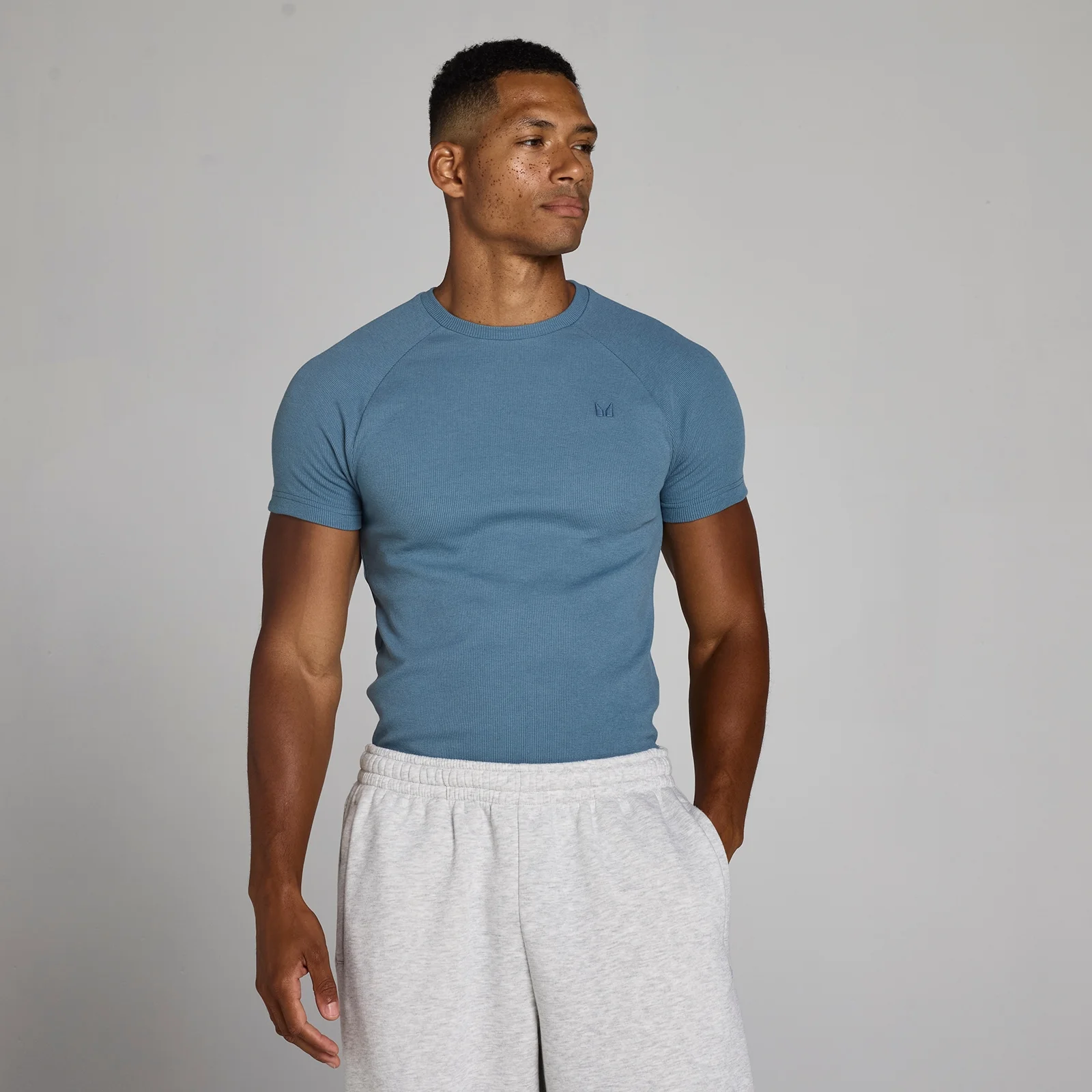 MP Men's Lift Ribbed Muscle Fit T-Shirt - Midnight Slate - XL Image 1