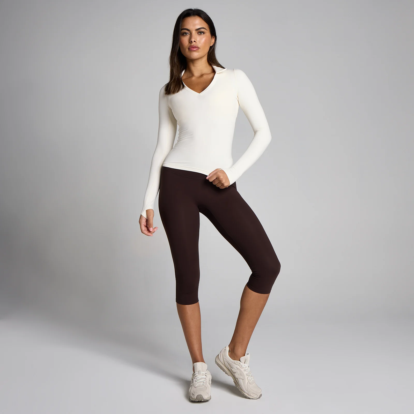 MP Women's Tempo Long Sleeve Collared Top - Vanilla - L Image 3