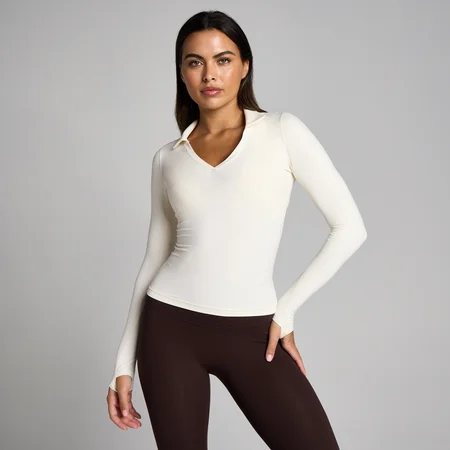 MP Women's Tempo Long Sleeve Collared Top - Vanilla
