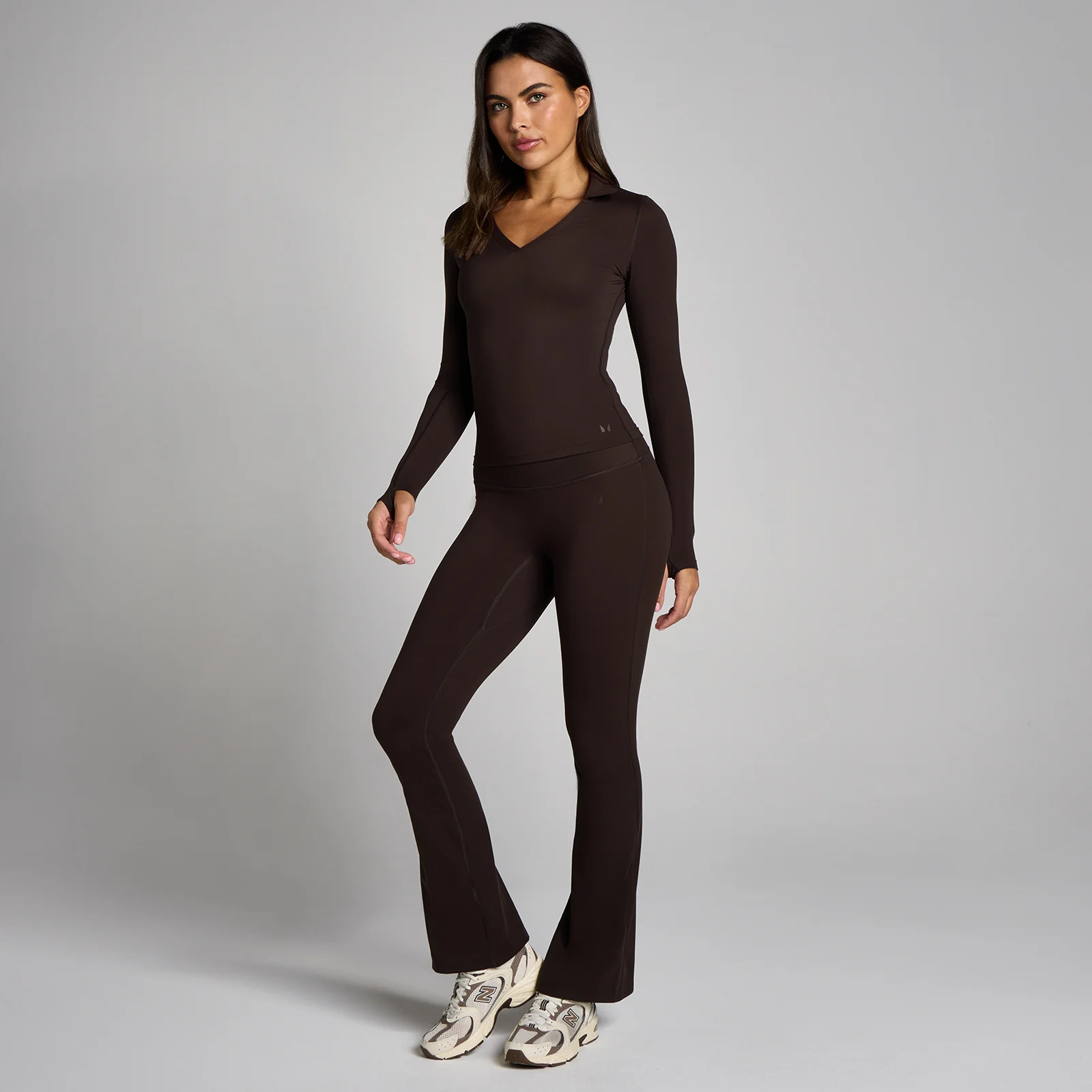 MP Women's Tempo Long Sleeve Collared Top - Cocoa - M Image 3