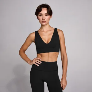 MP Women's SculptForm V-Neck Longline Sports Bra - Black - Size L