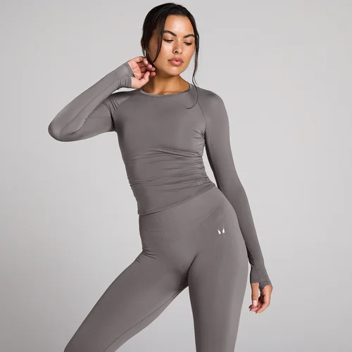 MP Women's Tempo Sheer Ruched Long Sleeve Top - Dark Truffle