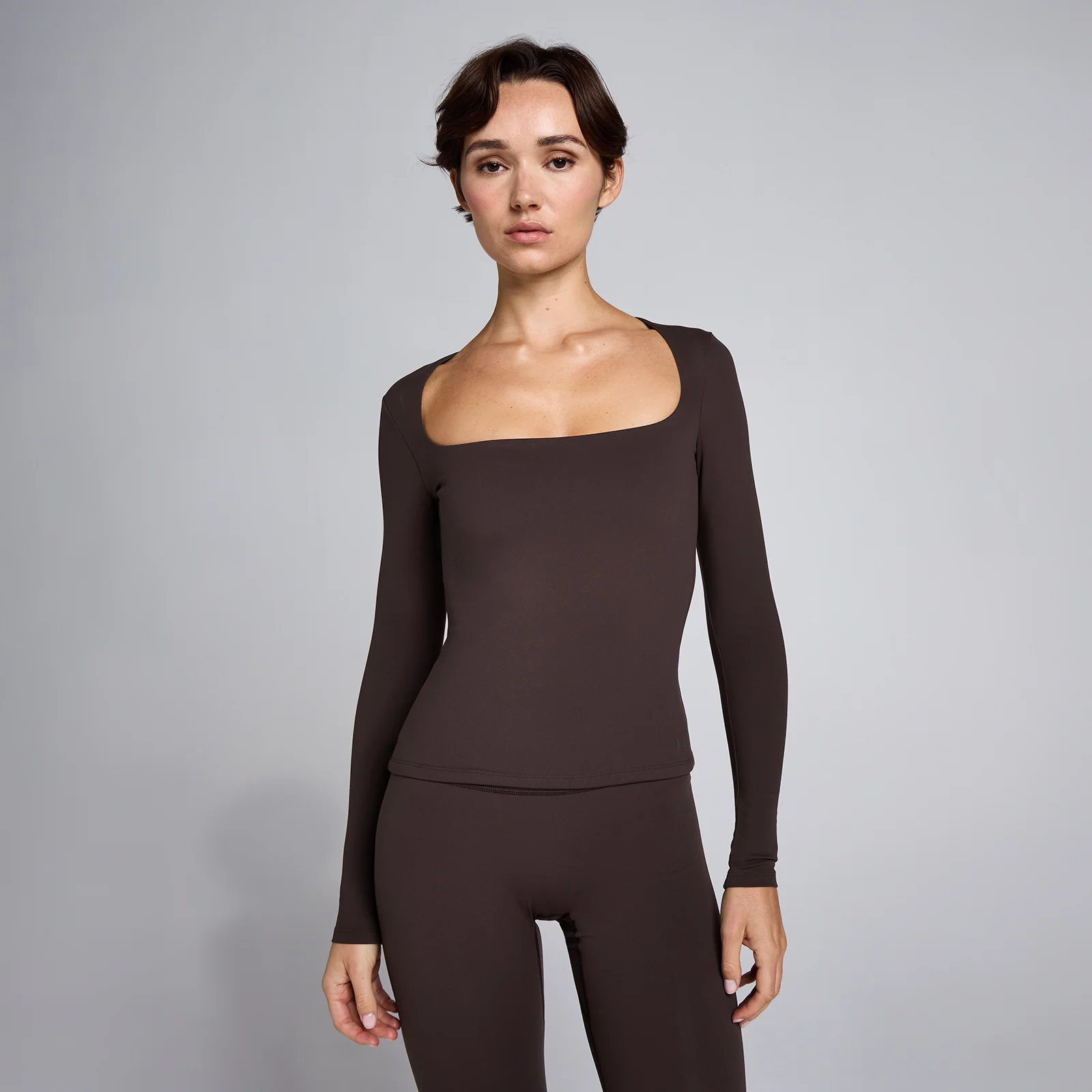 MP Women's SculptForm Square Neck Long Sleeve Top - Cocoa - XS Image 1