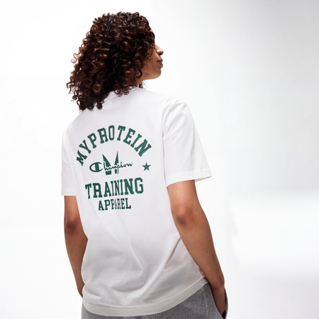 Myprotein X Champion Back Logo Relaxed Fit Short Sleeve Crewneck T-Shirt White