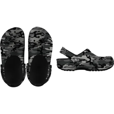 Crocs Classic Camouflage Clog Blk/SGy-Black/Slate Grey - M8W9 Image 8