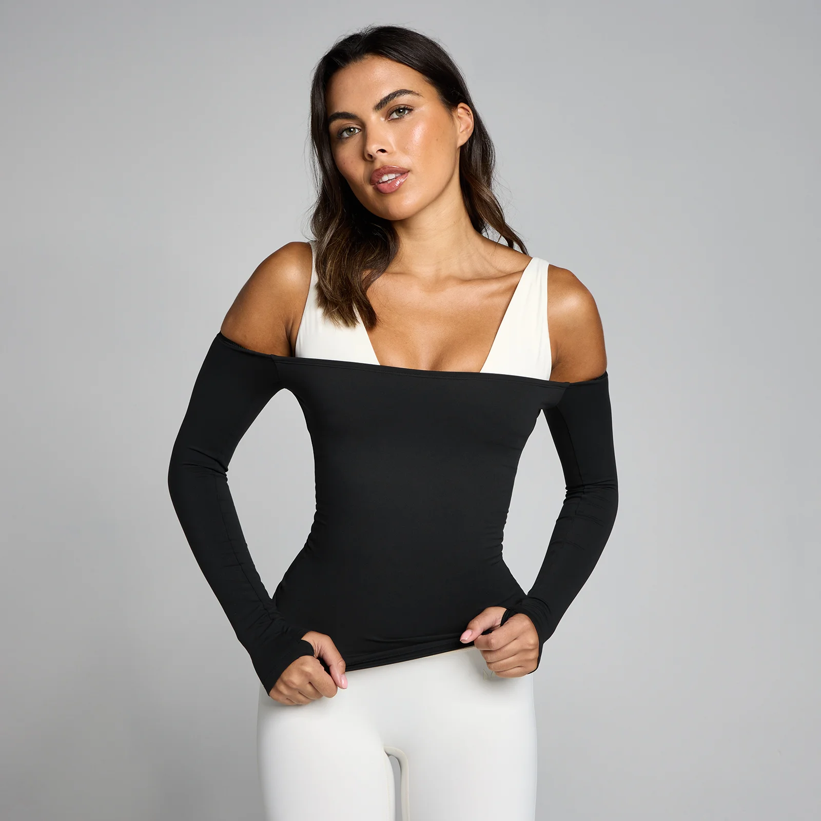 MP Women's Tempo Off The Shoulder LS Top - Black - S Image 1