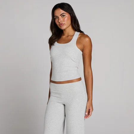 MP Women's Ribbed Tank Top With Built in Bra - Grey Marl