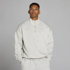 MP Men's Rest Day Oversized 1/4 Zip - Light Grey Marl - Size M