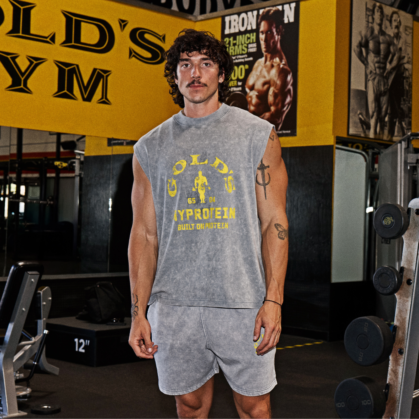 MP X Gold's Men's Washed Graphic Oversized Tank - Steel Blue - XL Image 1