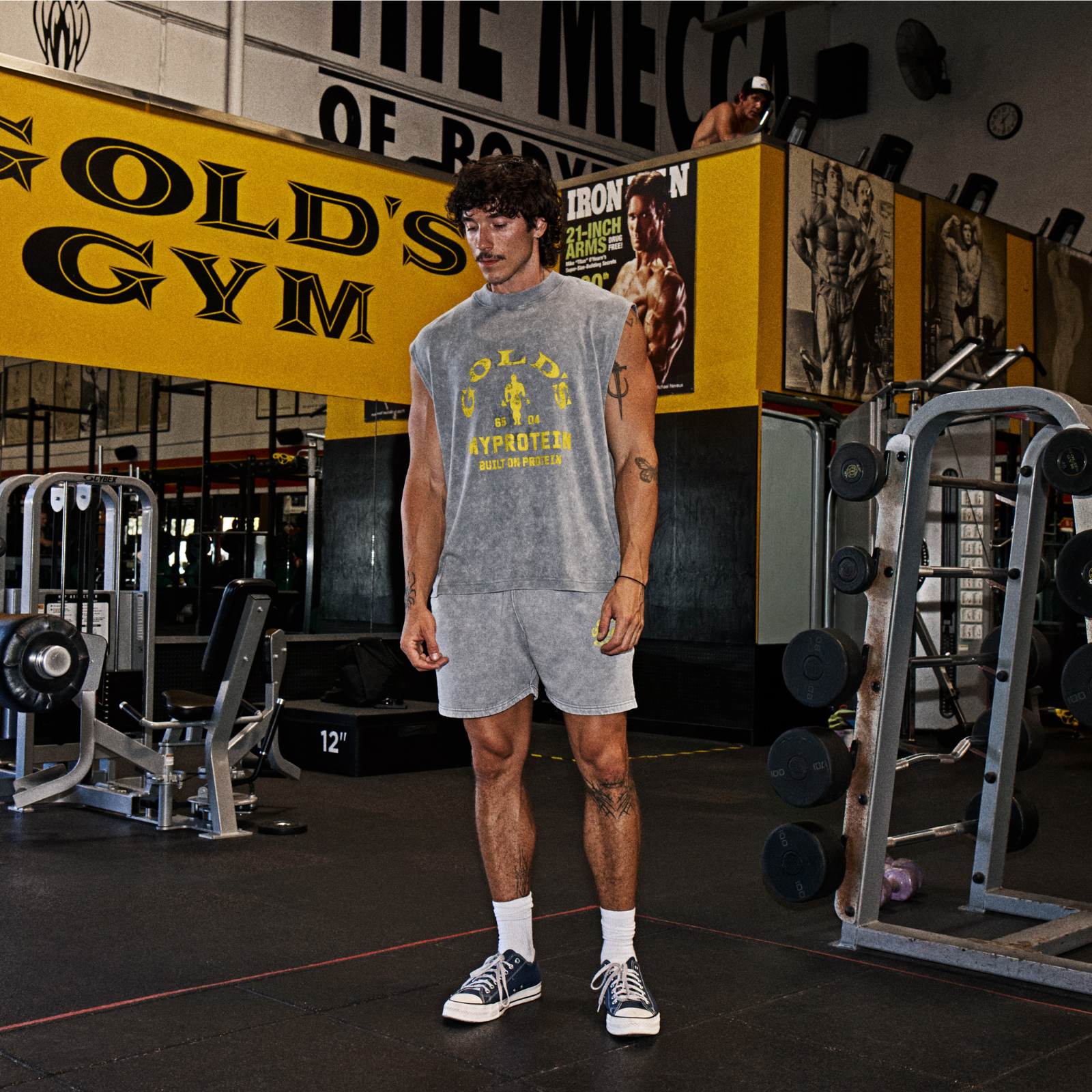 MP X Gold's Men's Washed Graphic Oversized Sweat Shorts - Steel Blue - XS Image 2