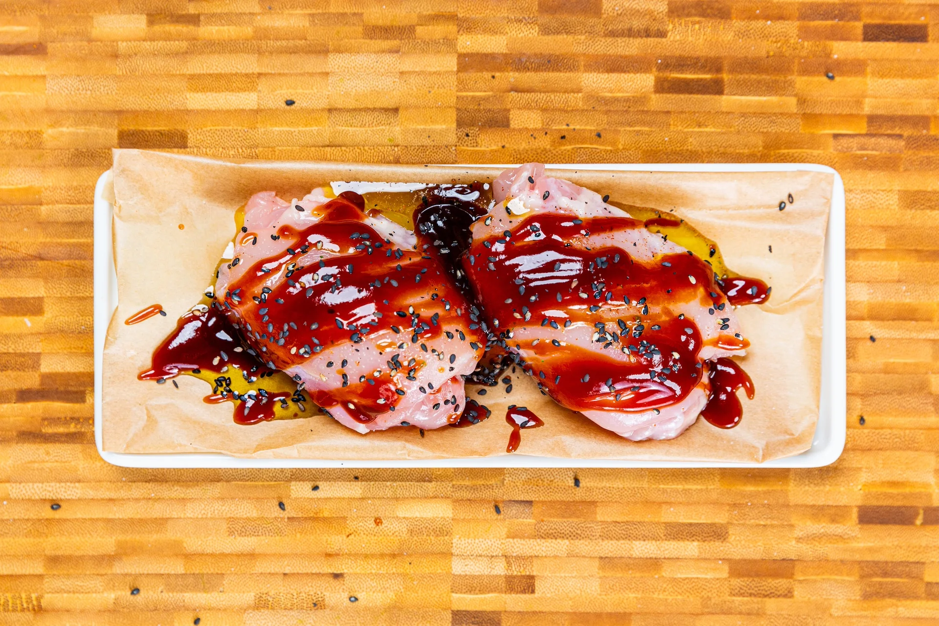 Chicken in teriyaki sauce.