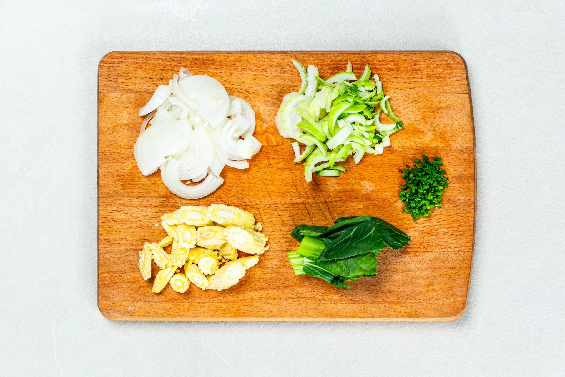 Kimchi fried rice chopped ingredients