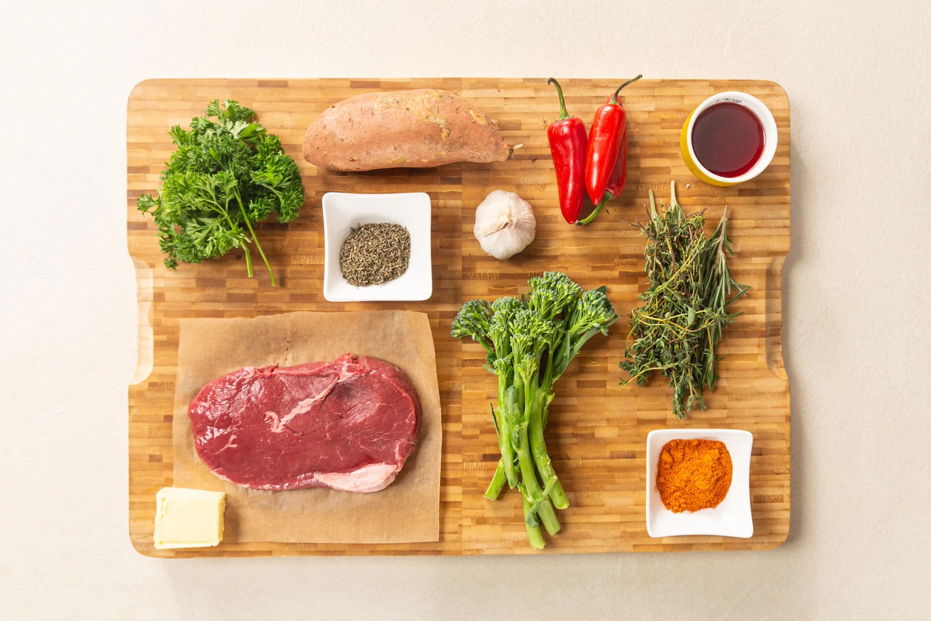 Chimichurri steak ingredients.
