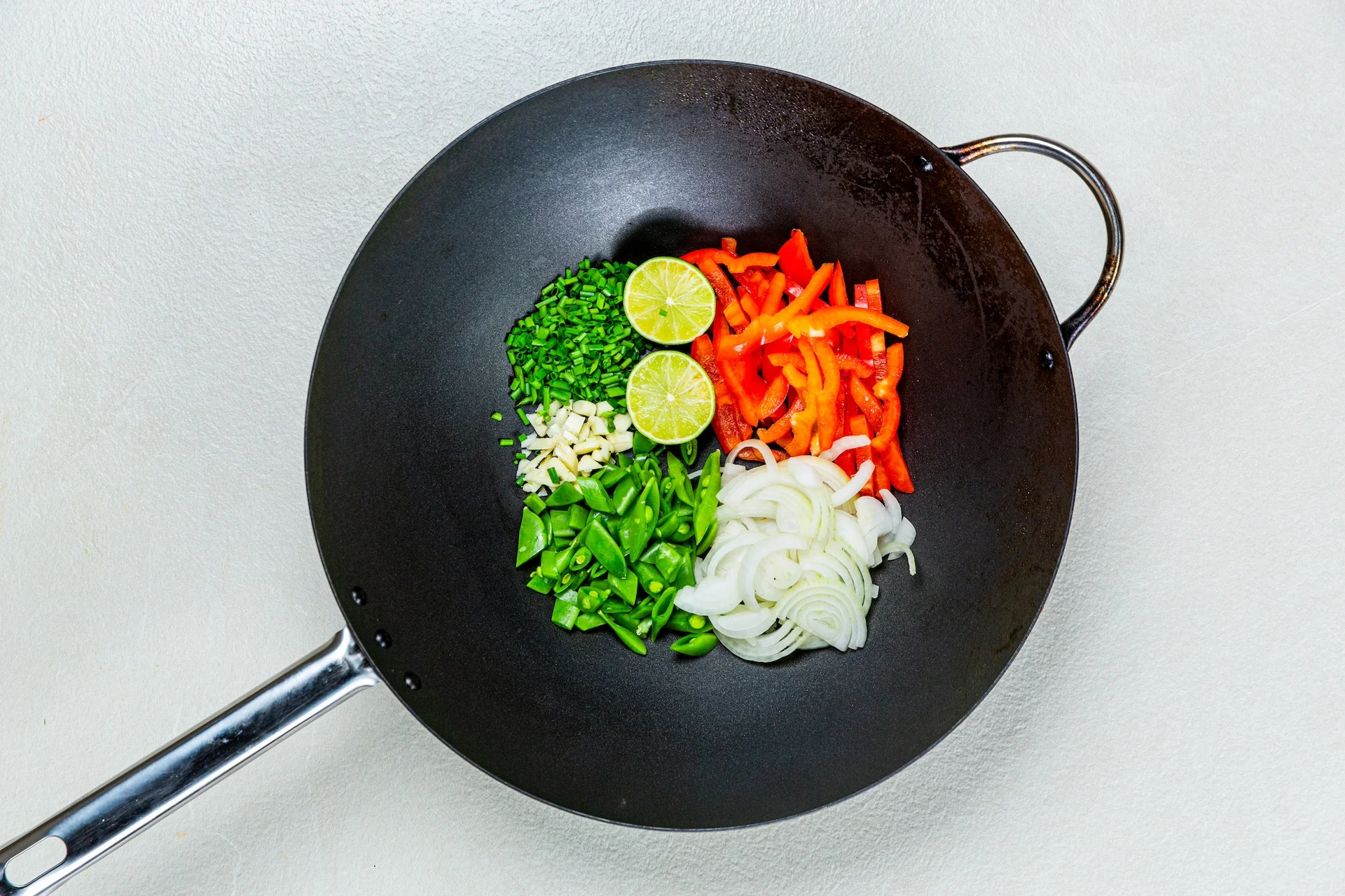Vegetables in a wok.